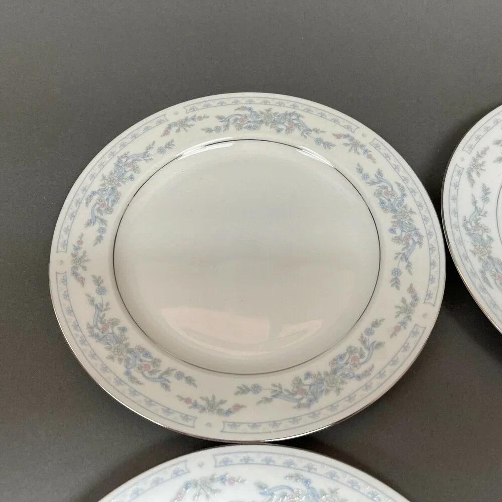 Somerset by NL Excel Bread and Butter Plates Floral Platinum Trim Lot of‎ 4